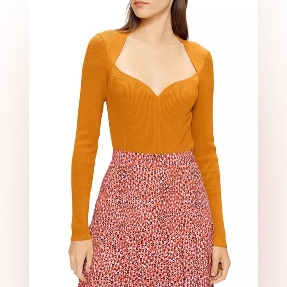 NWT Ted Baker Chrlote Sweetheart Neck Bodysuit LS Snap closures stretch XL